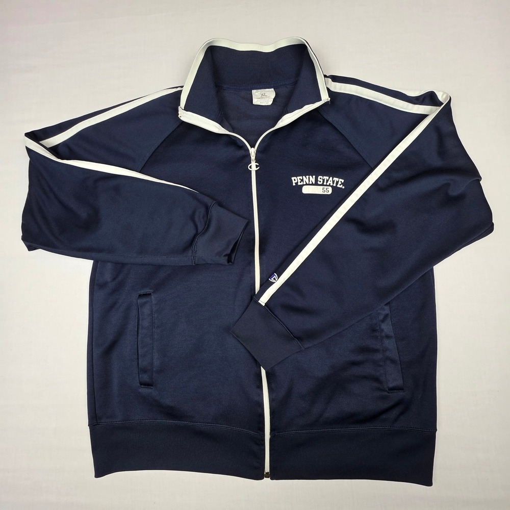 Champion Penn State 55 Track Jacket Mens‎ XL Navy Blue Side Stripe